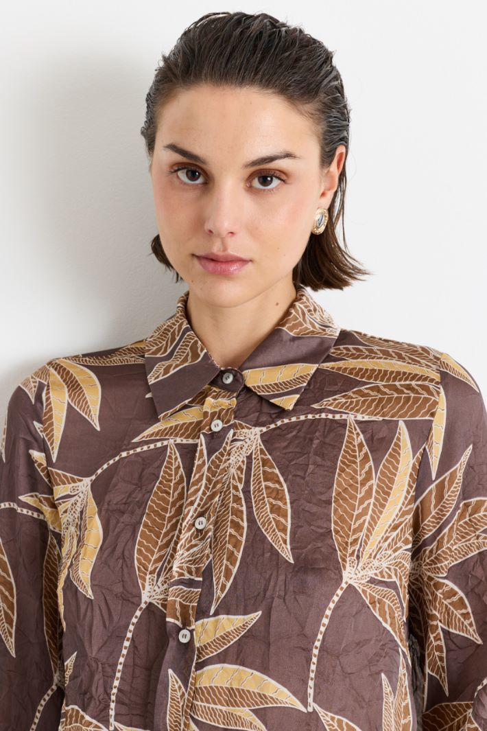 Blusa in raso stampato - MARRONE - Intrend - 3