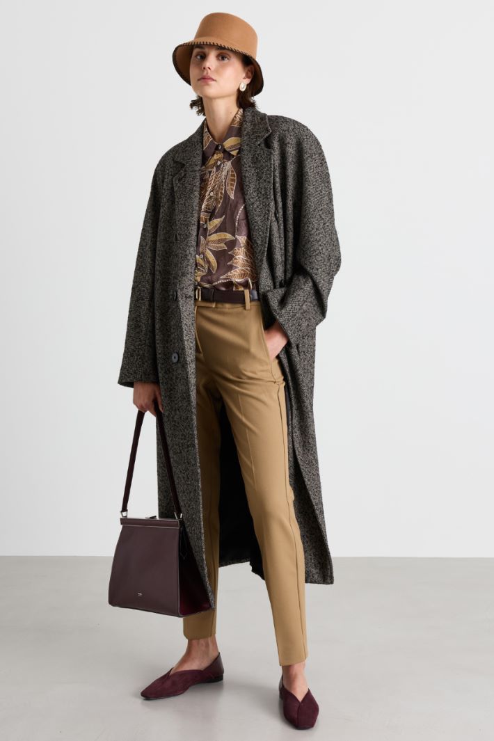 Blusa in raso stampato - MARRONE - Intrend