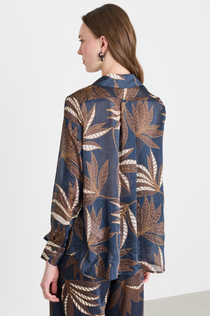 Blusa in raso stampato - BLU MARRONE - Intrend - 4