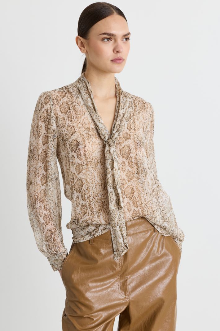 Blusa in creponne stampata - BEIGE - Intrend - 2