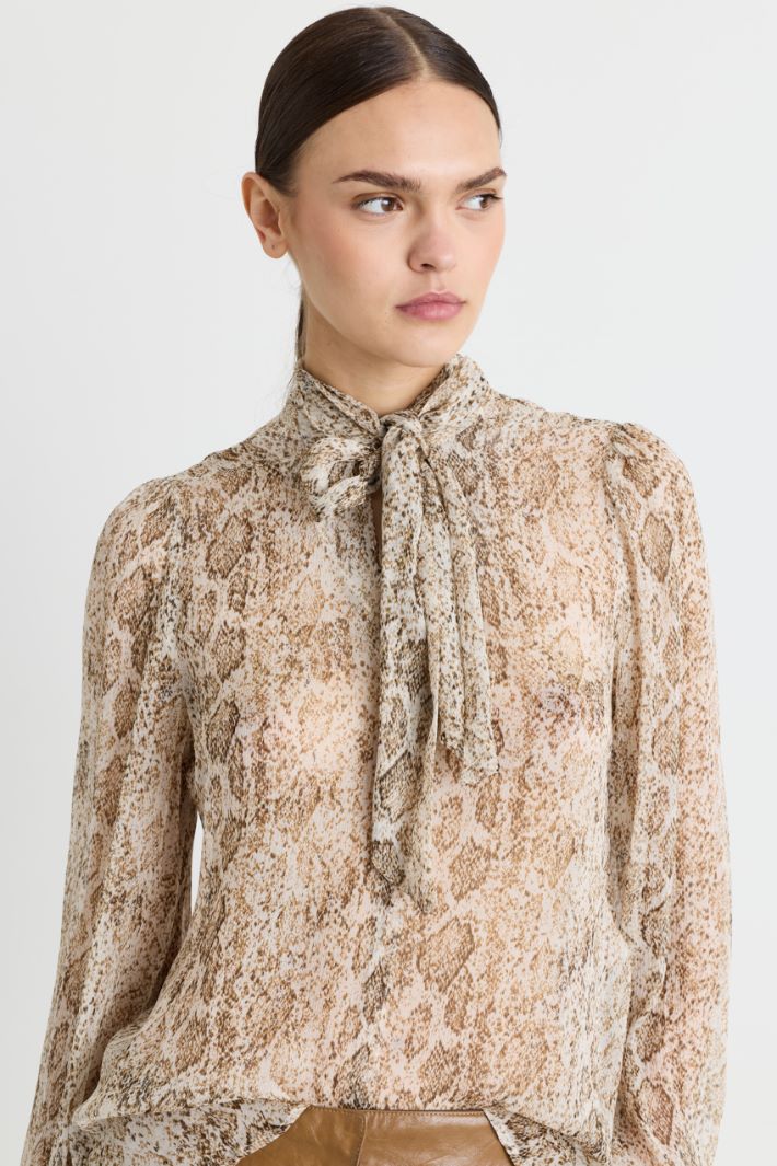 Blusa in creponne stampata - BEIGE - Intrend - 3