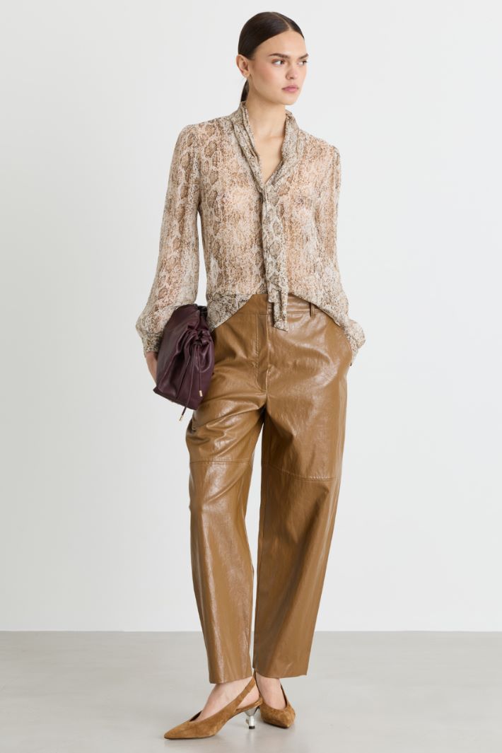 Blusa in creponne stampata - BEIGE - Intrend