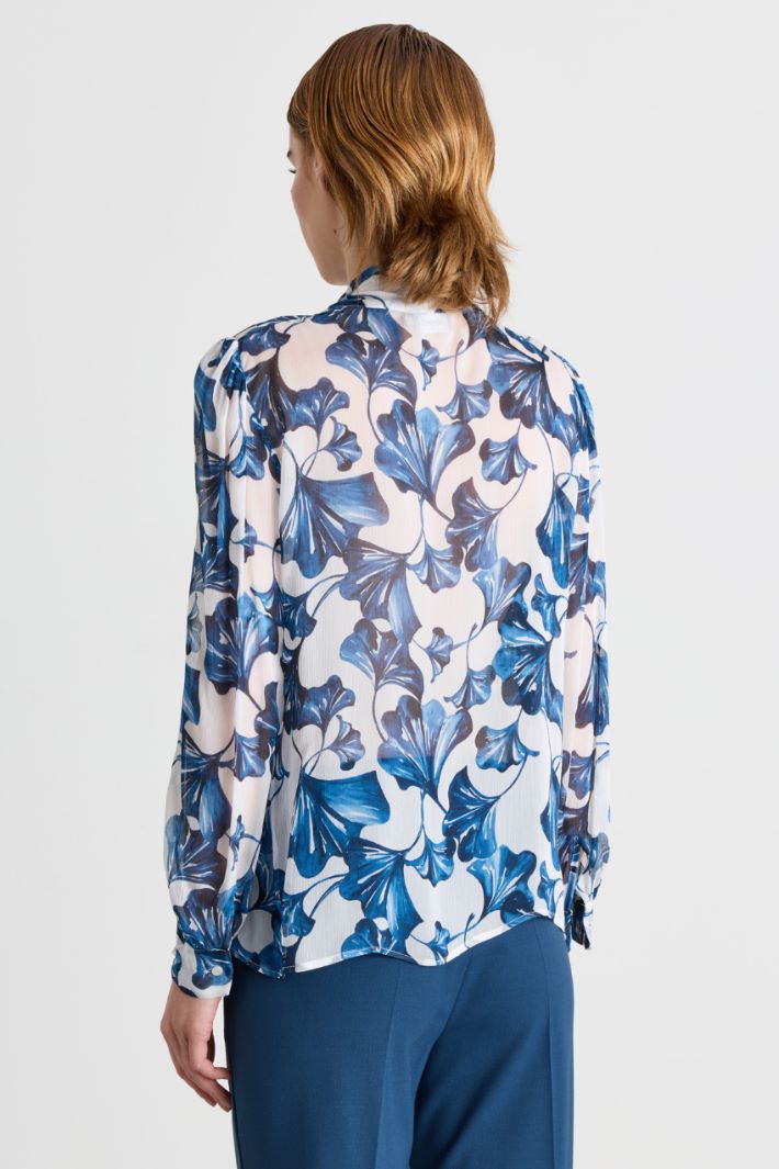 Blusa in creponne stampata - BIANCO AZZURRO - Intrend - 4