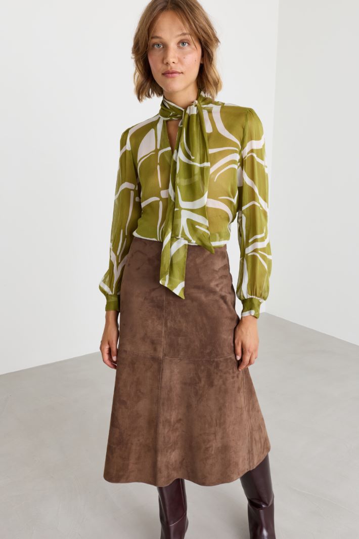 Blusa in creponne stampata - VERDE - Intrend - 2