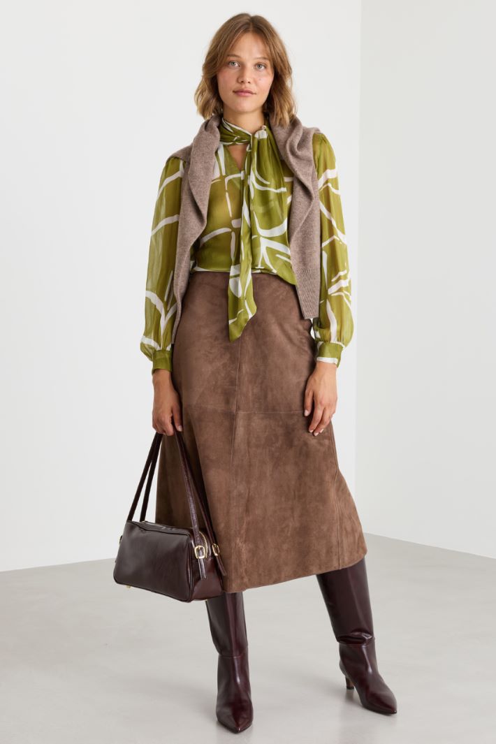 Blusa in creponne stampata - VERDE - Intrend