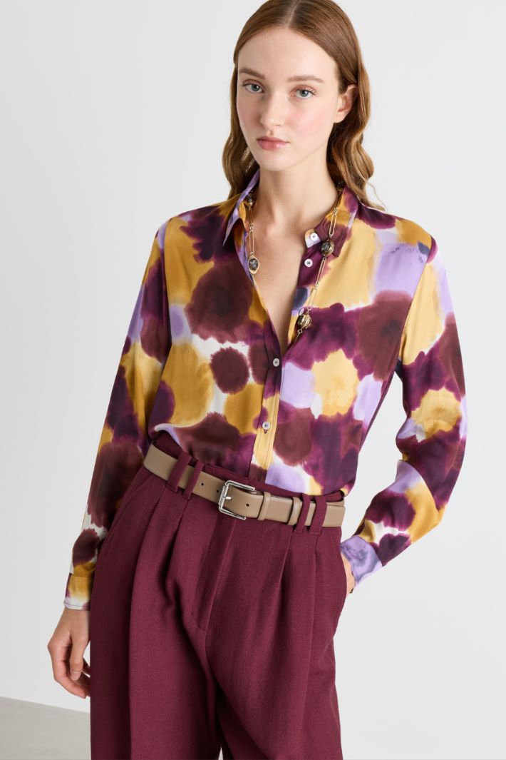 Camicia in twill stampato - BORDEAUX CAMMELLO - Intrend - 2