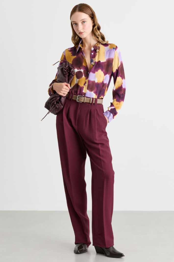 Camicia in twill stampato - BORDEAUX CAMMELLO - Intrend