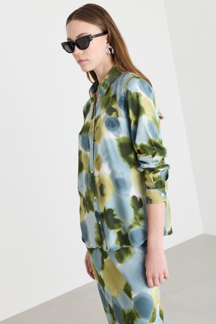 Camicia in twill stampato - AZZURRO - Intrend - 2