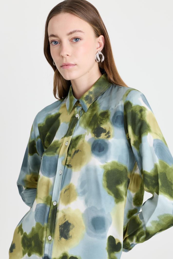 Camicia in twill stampato - AZZURRO - Intrend - 3