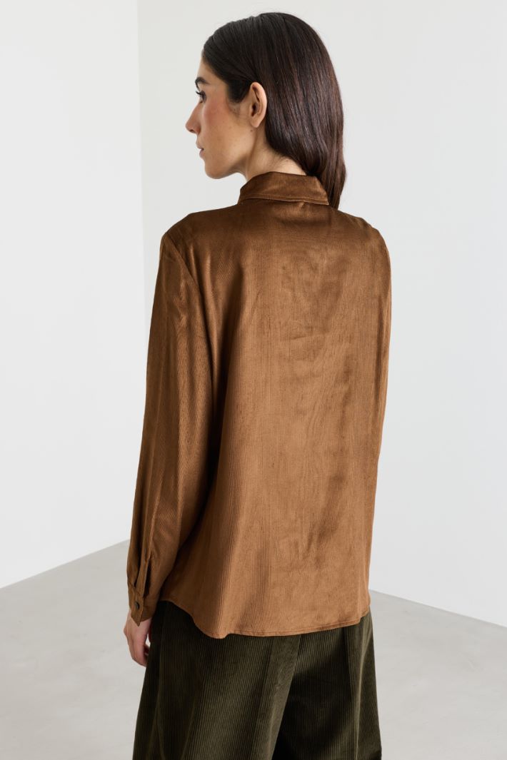 Camicia in velluto a coste - MARRONE - Intrend - 4