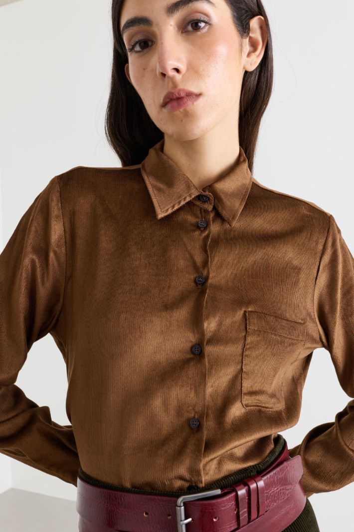 Camicia in velluto a coste - MARRONE - Intrend - 3