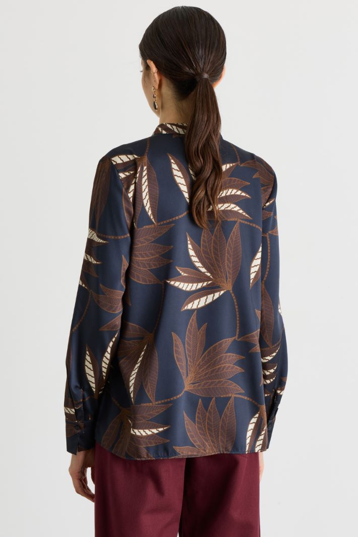 Printed straight-fit shirt - BLUE BROWN - Intrend - 4