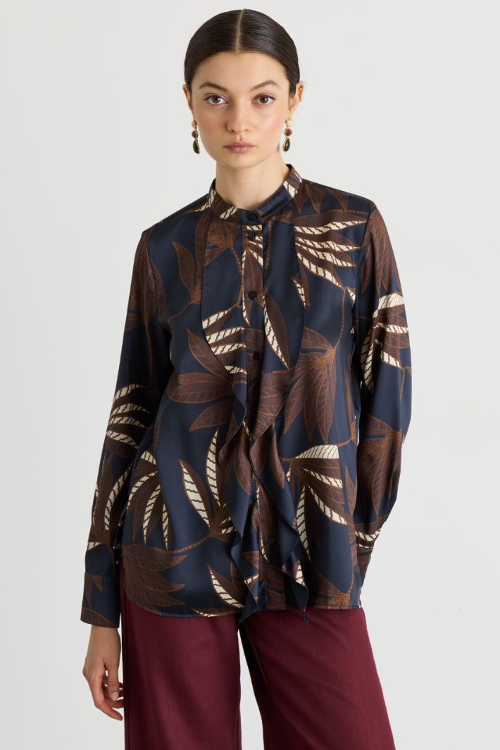 Printed straight-fit shirt - BLUE BROWN - Intrend - 2