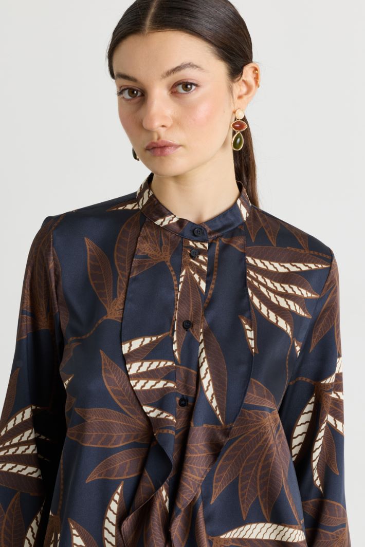 Printed straight-fit shirt - BLUE BROWN - Intrend - 3