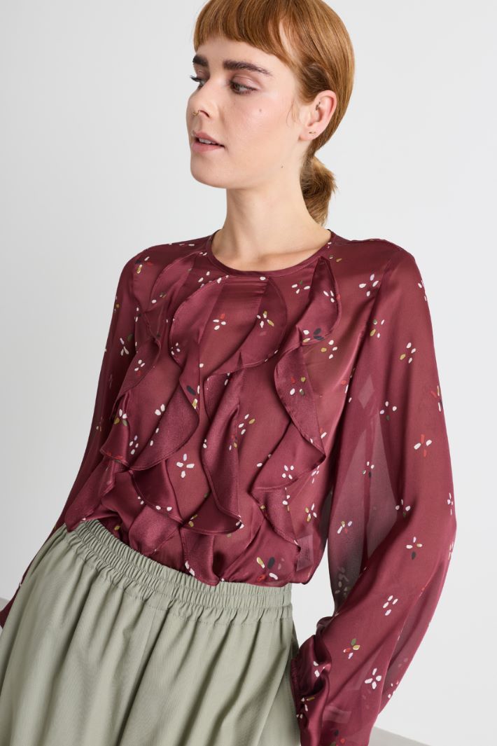 Ruffled blouse - BORDEAUX - Intrend - 3