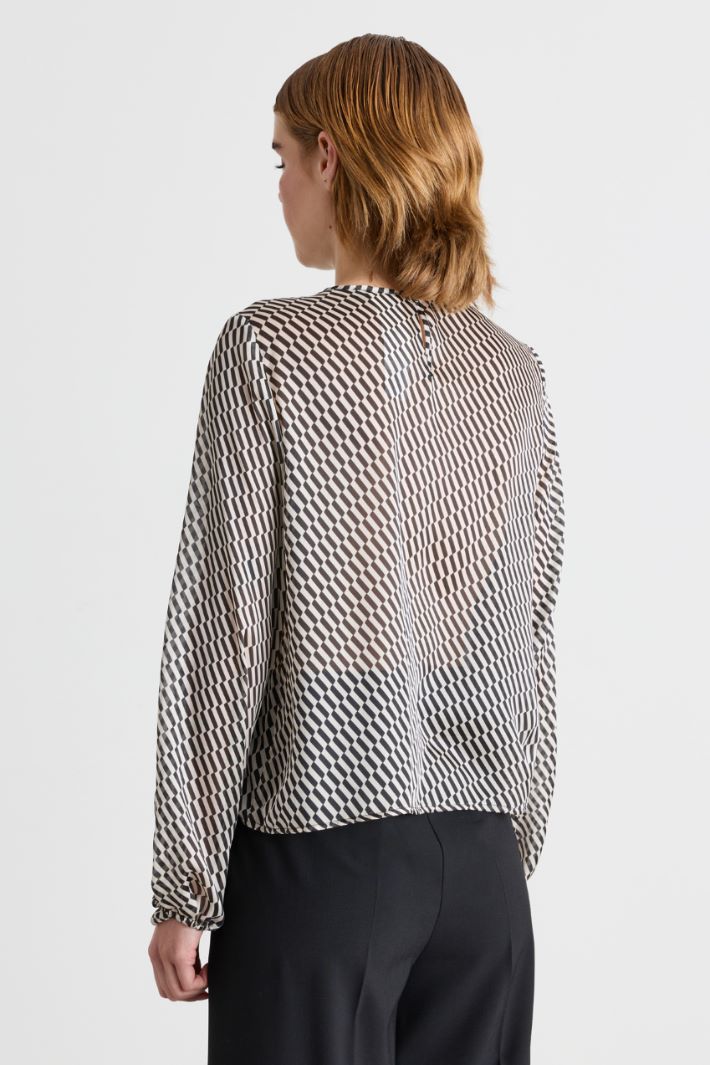 Ruffled blouse - BLACK WHITE - Intrend - 4