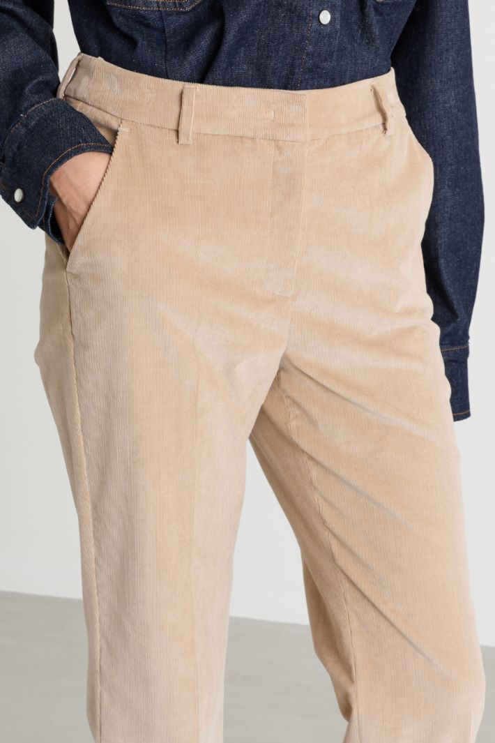Pantalon en velours côtelé - BEIGE - Intrend - 3