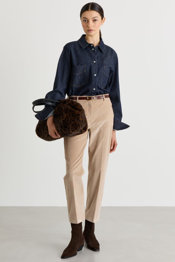 Pantalon en velours côtelé - BEIGE - Intrend
