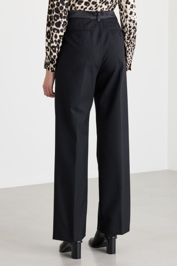 Tuxedo-trim trousers - BLACK - Intrend - 4