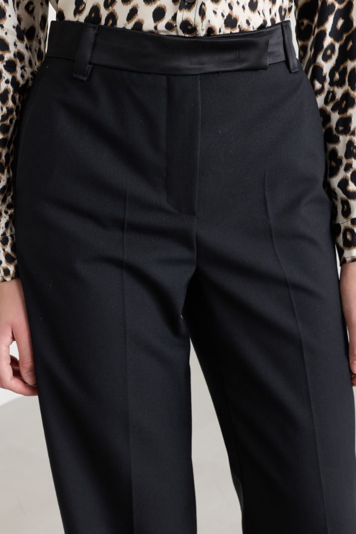 Tuxedo-trim trousers - BLACK - Intrend - 3