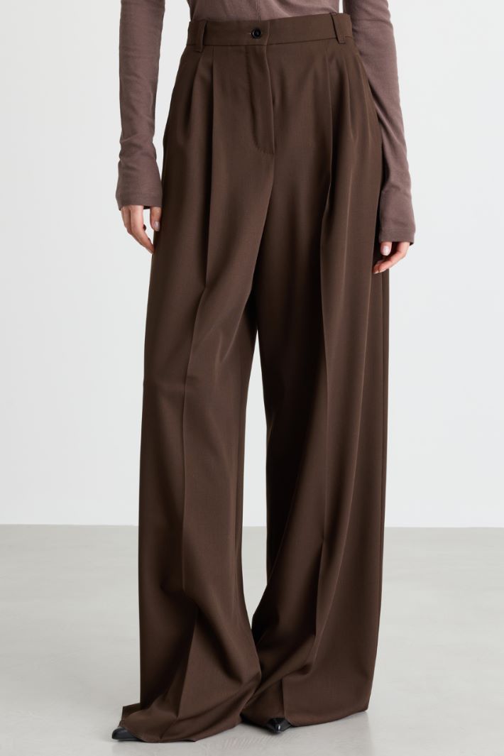 Wide-leg levantine trousers - BROWN - Intrend - 2