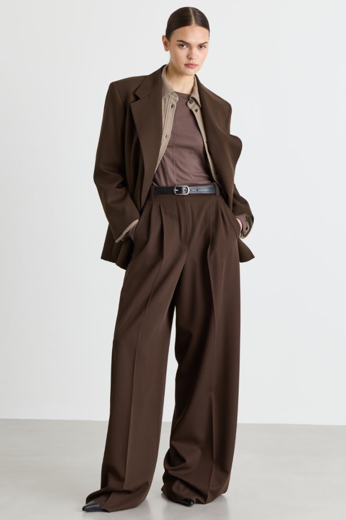 Wide-leg levantine trousers - BROWN - Intrend