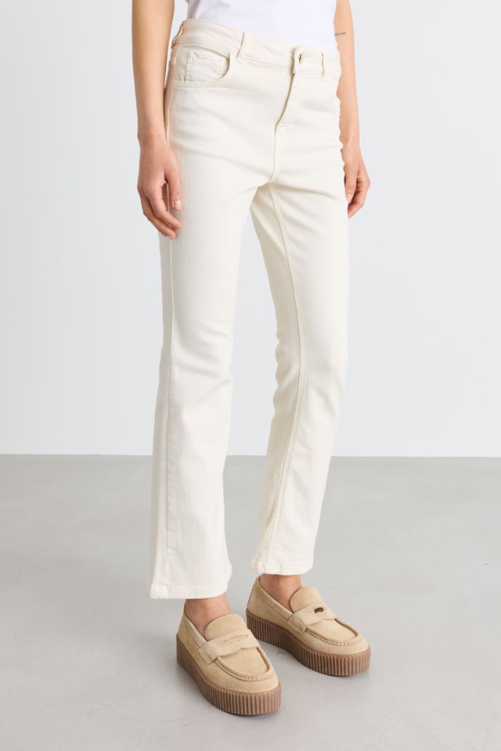 Slim-fit stretch gabardine trousers - WHITE - Intrend - 2
