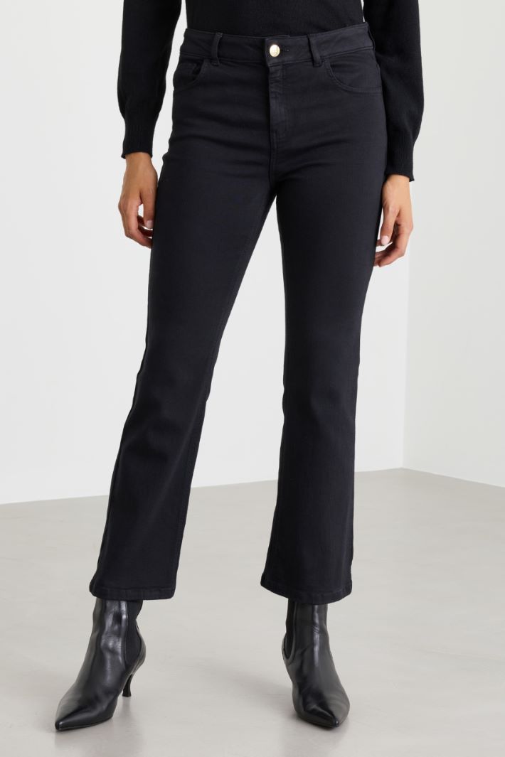 Slim-fit stretch gabardine trousers - BLACK - Intrend - 2
