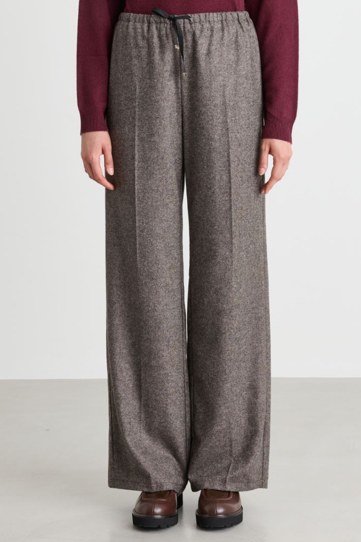 Lightweight flannel joggers - BROWN - Intrend - 2