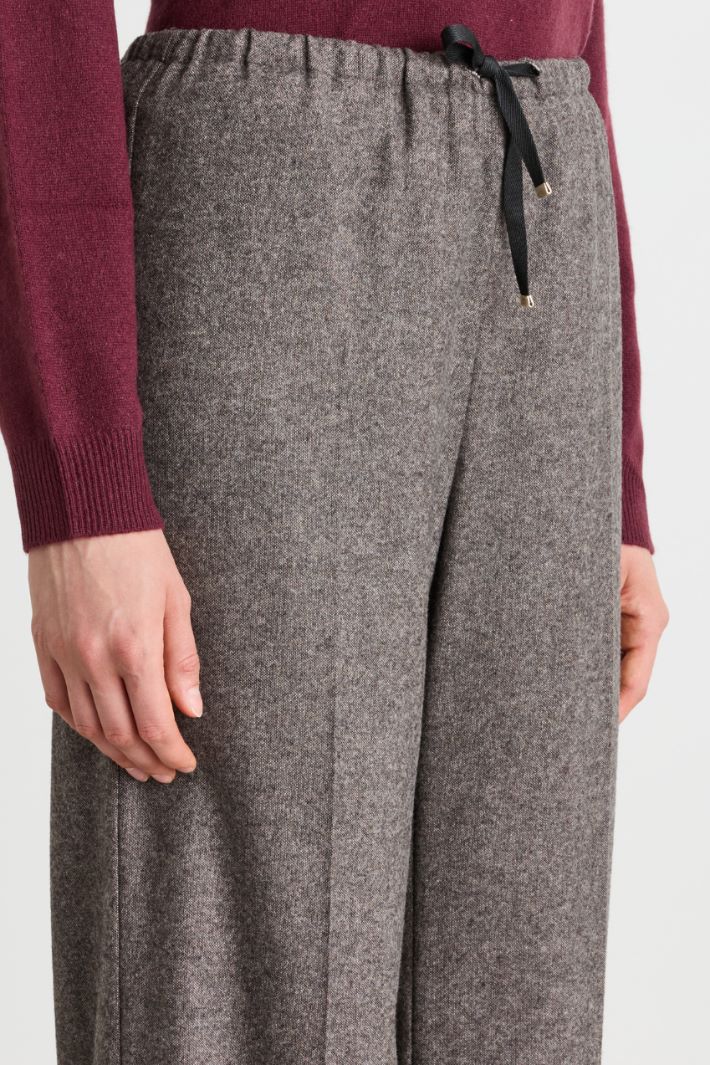 Lightweight flannel joggers - BROWN - Intrend - 3