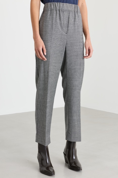 Pantalone cropped in flanella di lana