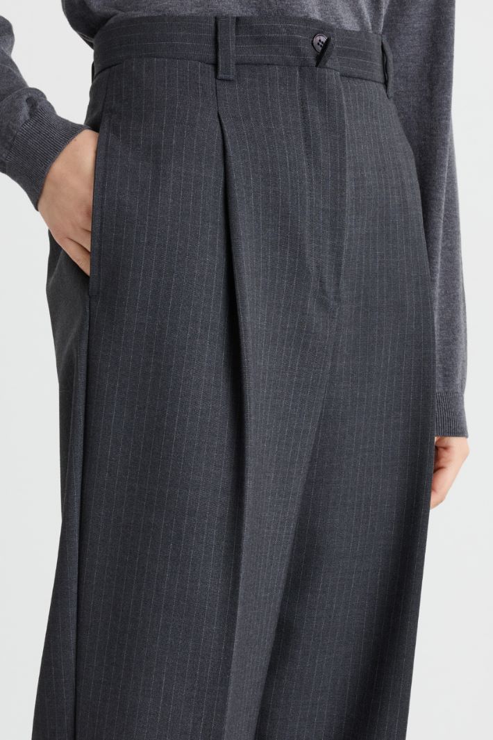 Wool Canvas Trousers - GREY - Intrend - 3