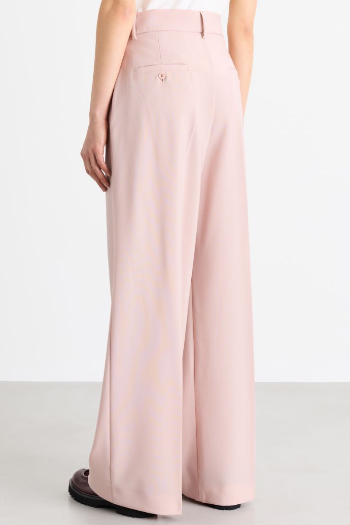 Wide-leg wool canvas trousers - PINK - Intrend - 4