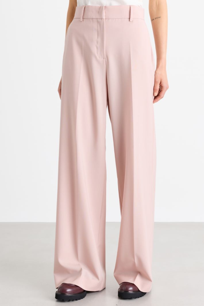 Wide-leg wool canvas trousers - PINK - Intrend - 2