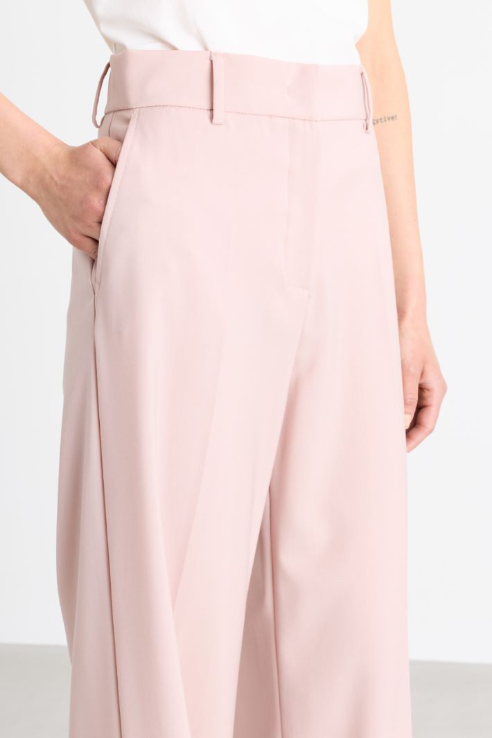 Wide-leg wool canvas trousers - PINK - Intrend - 3