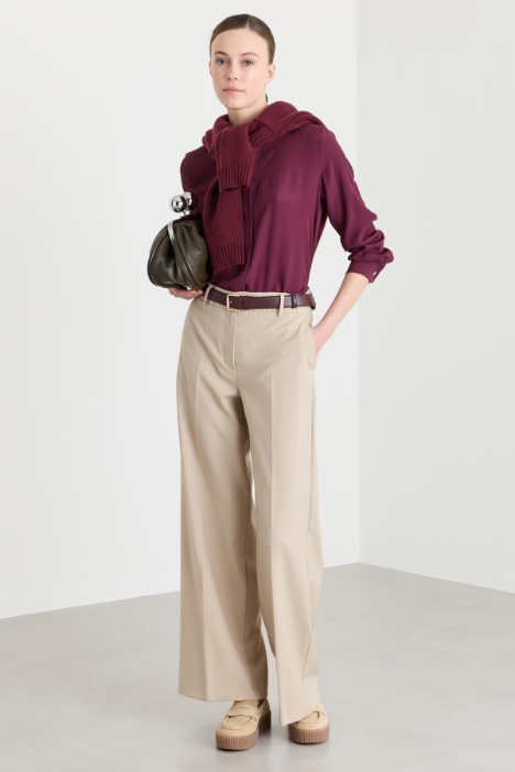 Wide-leg wool canvas trousers - Intrend