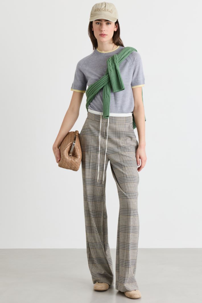 Double-Belt Trousers - BLACK BEIGE - Intrend