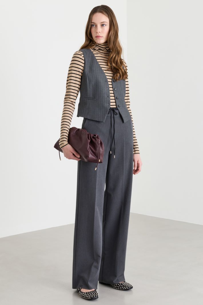 Double-Belt Trousers - GREY - Intrend