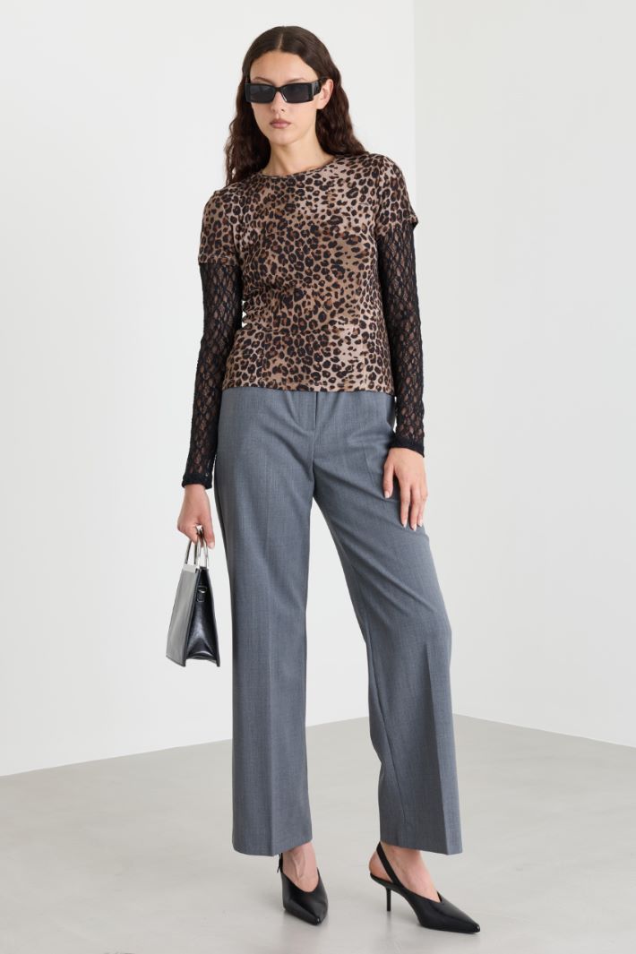 Pantalon en gabardine - GRIS - Intrend