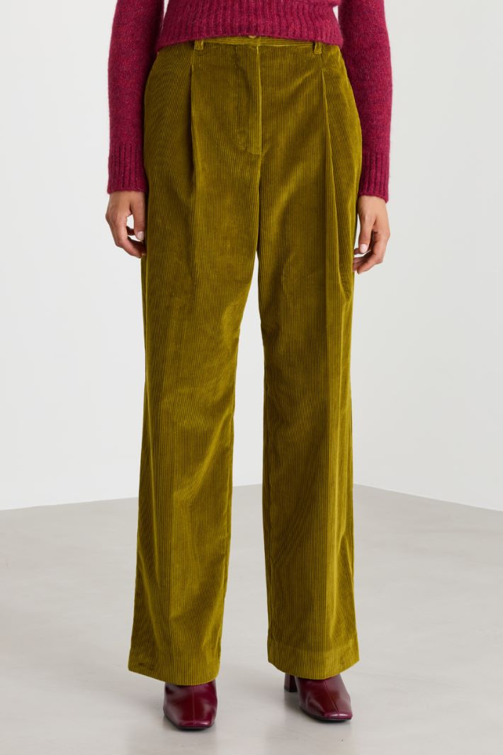 Corduroy trousers - GREEN - Intrend - 2