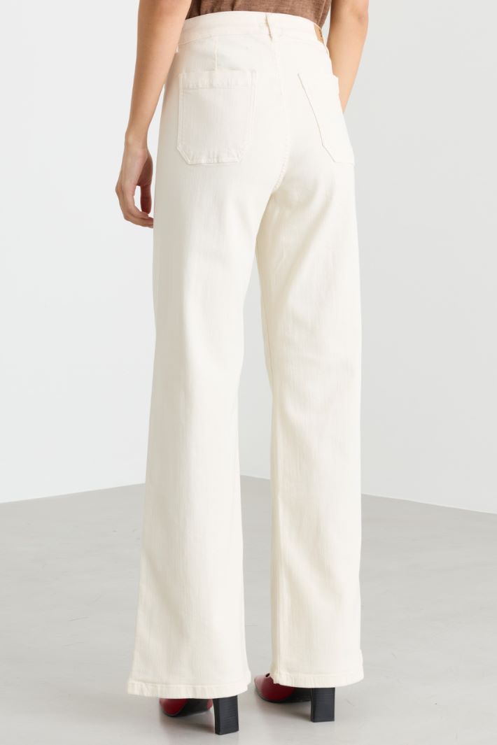 Stretch gabardine trousers - WHITE - Intrend - 4