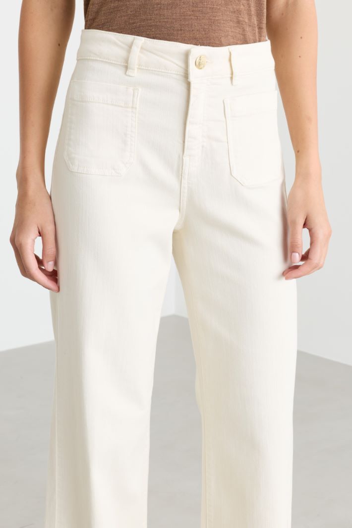 Stretch gabardine trousers - WHITE - Intrend - 3