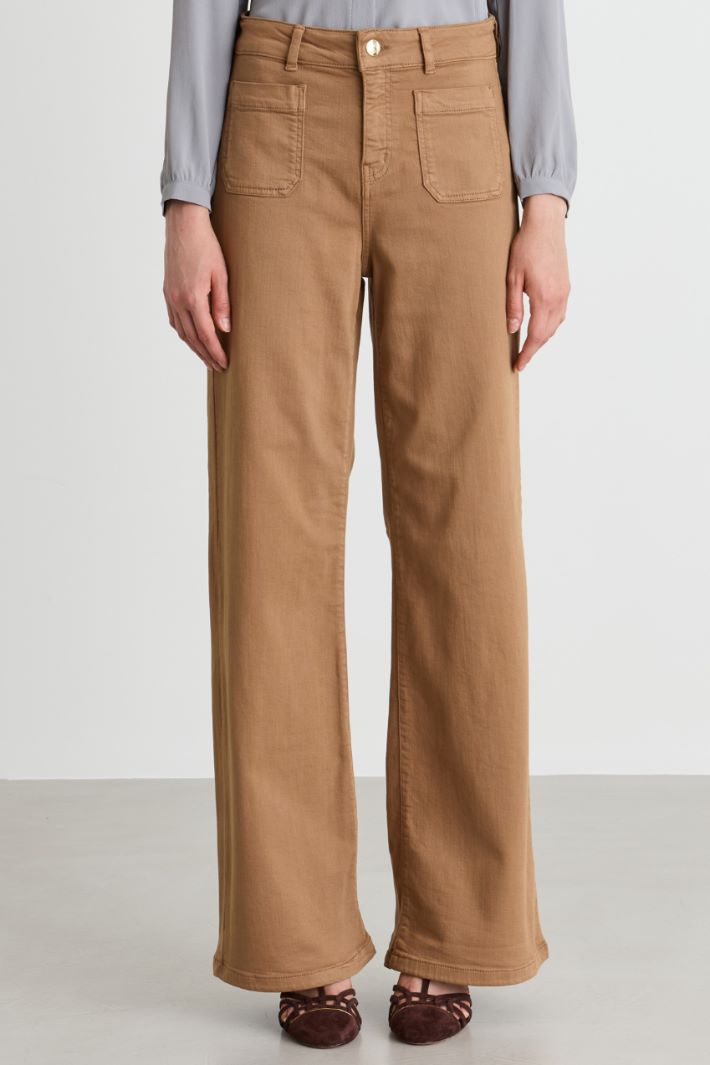 Stretch gabardine trousers - CAMEL - Intrend - 2
