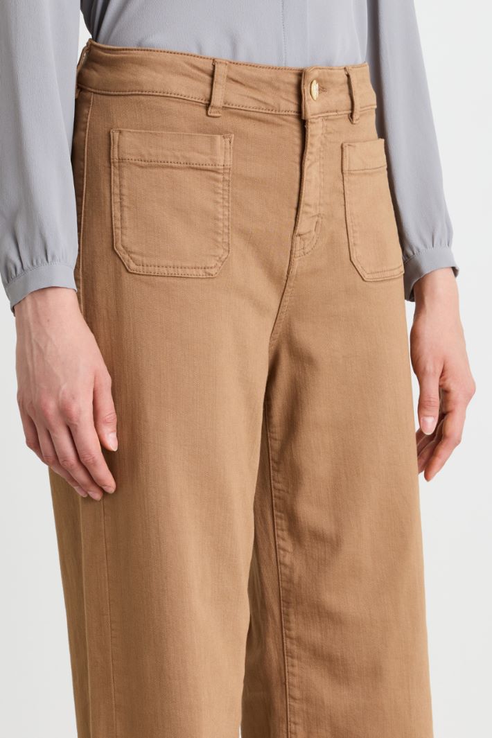 Stretch gabardine trousers - CAMEL - Intrend - 3