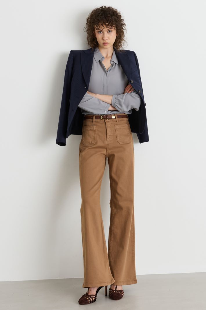 Stretch gabardine trousers - CAMEL - Intrend