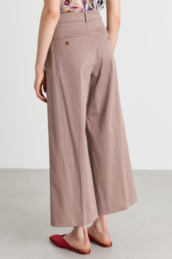 Cropped cotton sateen trousers - PINK - Intrend - 4