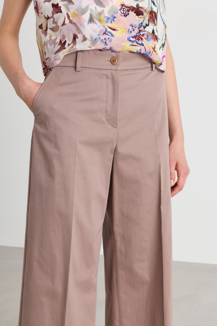 Cropped cotton sateen trousers - PINK - Intrend - 3