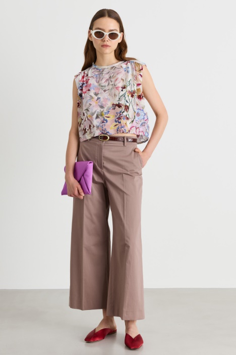 Cropped cotton sateen trousers - Intrend