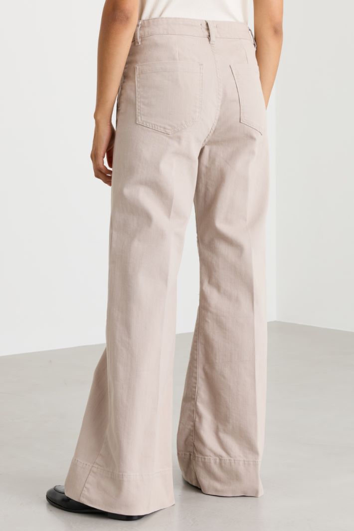 Flared twill trousers - BEIGE - Intrend - 4