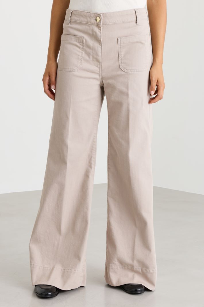 Flared twill trousers - BEIGE - Intrend - 2